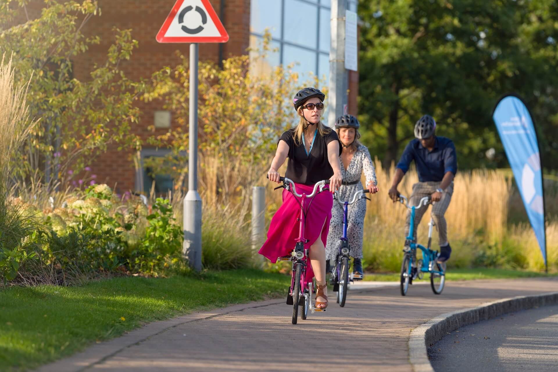 Cycling on park at Adapt Oxford
