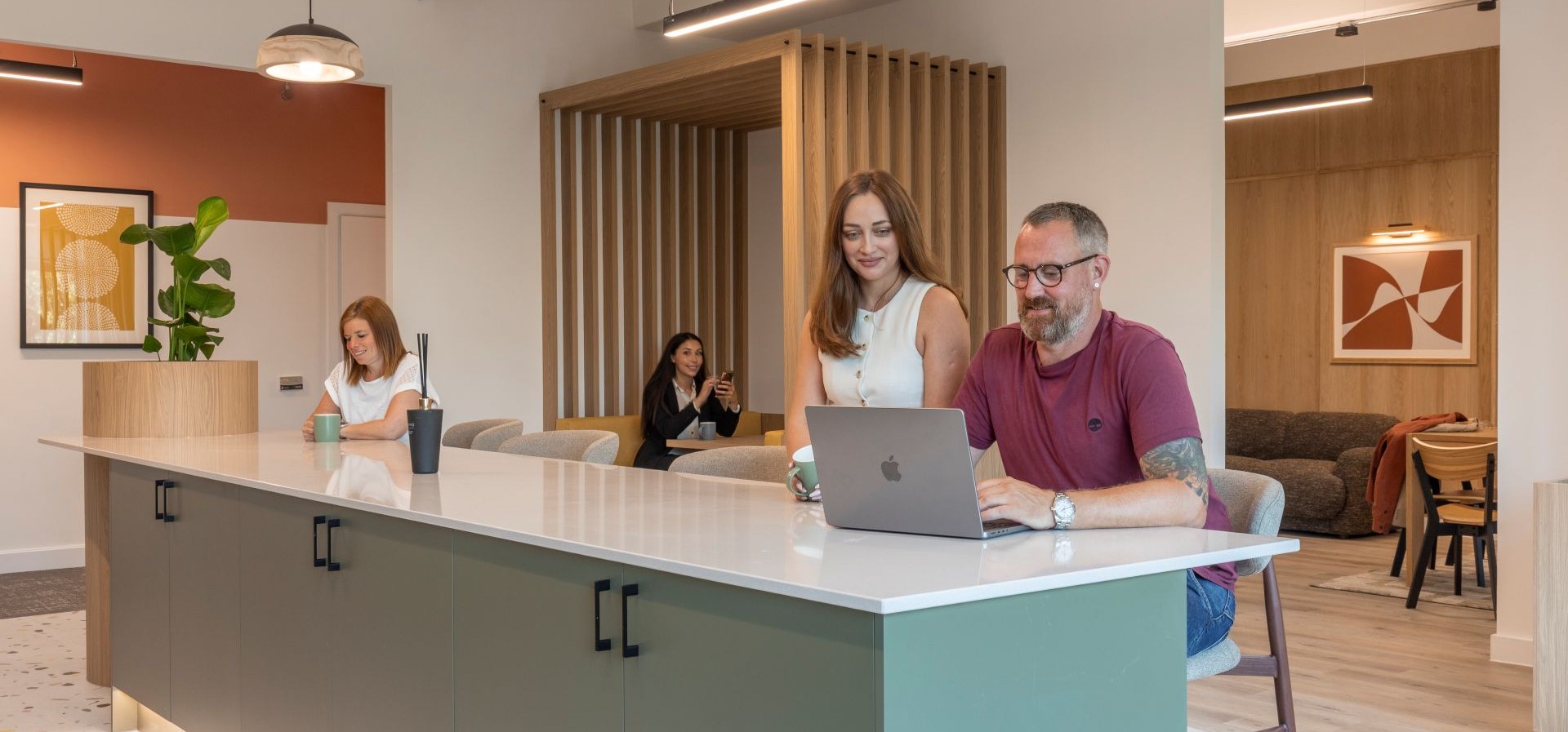 co working in an office
